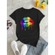 thumbnail image 3 of Vibrant Lip Print Short Sleeve Crew Neck T-shirt - Colorful Summer and Spring Casual Top for Women, Crew Neck Design, Short Sleeve, Relaxed Fit, Women's Clothing Tee For Adult, Men, Women, Teen, Teen, 3 of 5