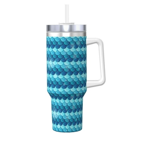 

Matuu Pearlescent Scales for 40OZ Ice Cup with Handle Durable Thermal Cups Keep Drinks Cold and Hot Insulated Car Mug with Lid
