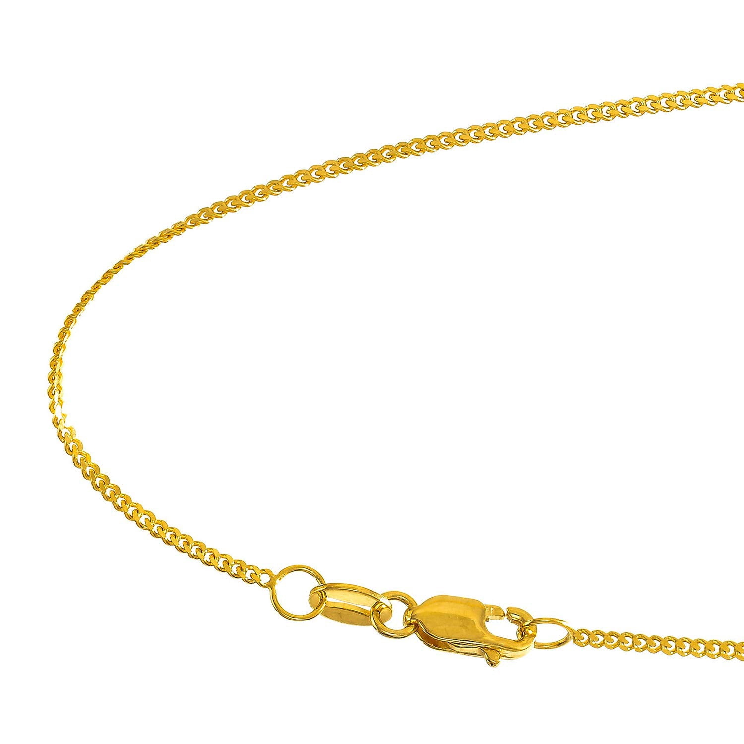 JewelStop 10k Solid Yellow Gold 1.5 Mm Gourmette Curb Chain Necklace 20" Lobster Claw Clasp - 2.88gr.