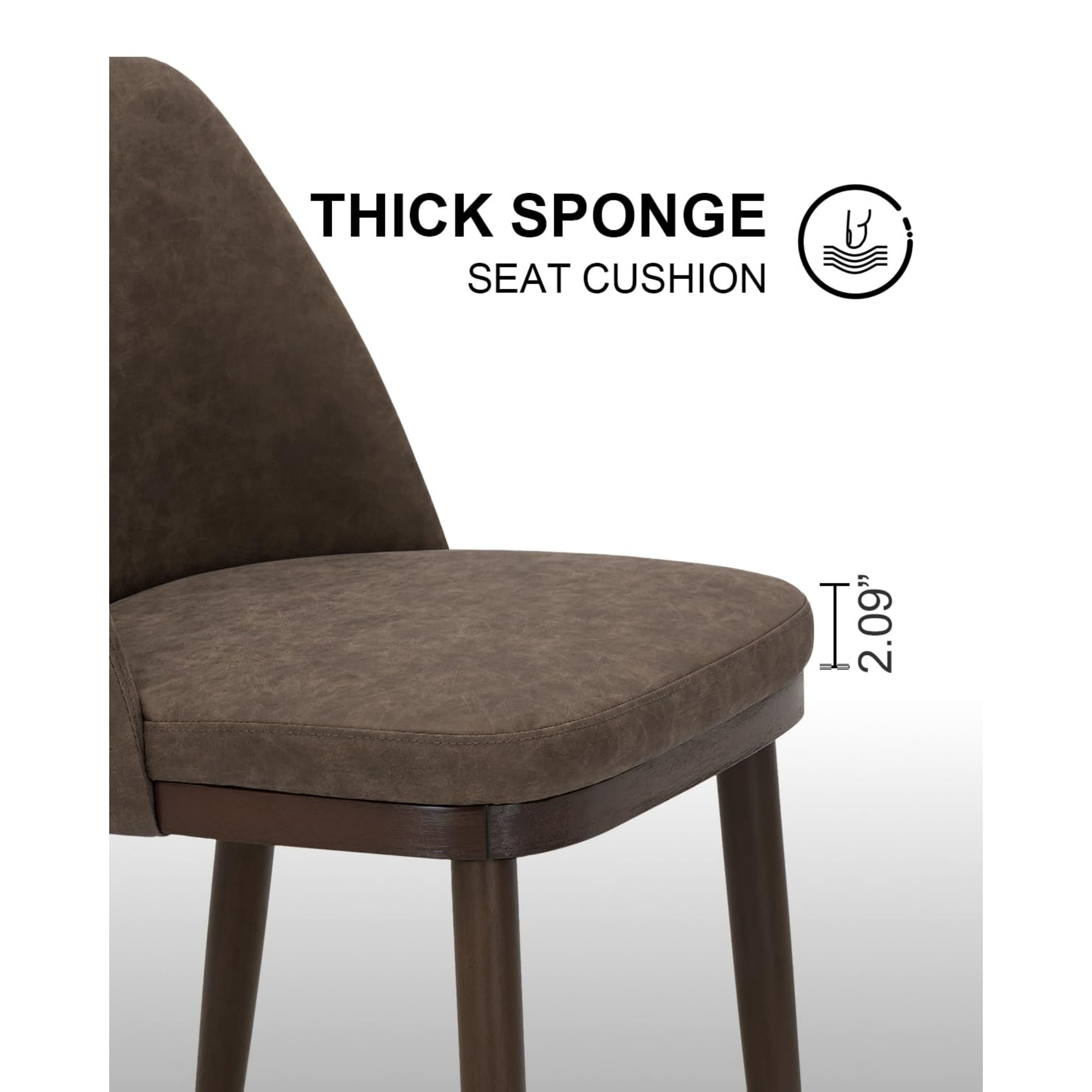 EOP Modern Upholstered Dining Chairs Set of 6, Wooden Dining Side Chairs with Curved Backrest, Armless Kitchen Chairs for Dining Room & Restaurant, Dark Brown