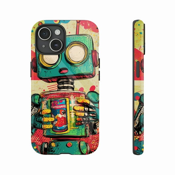 Vibrant robot design phone case for teens & trendsetters - Compatible with iPhone 11/12/13/14/15/16 (Pro Max/Plus)