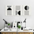 thumbnail image 5 of Black and White Wall Art Canvas Set Mid Century Boho Pictures Modern Geometric Lines Half Circles Wall Decor Minimalist Bohemian Abstract Painting for Living Room Bedroom Office 12"x16"x3Pc, 5 of 6