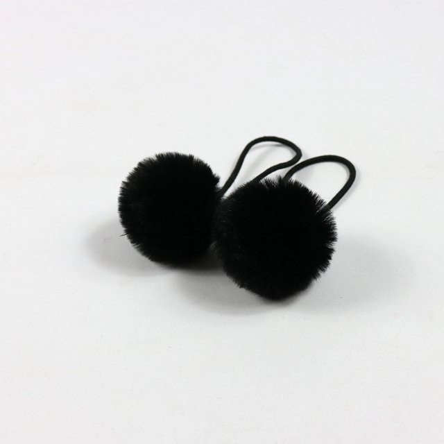 2PCS Korean Cute Ball Elastic Hair Ties Hair Bands Seamless Hair Ropes Ponytail Holders,Black