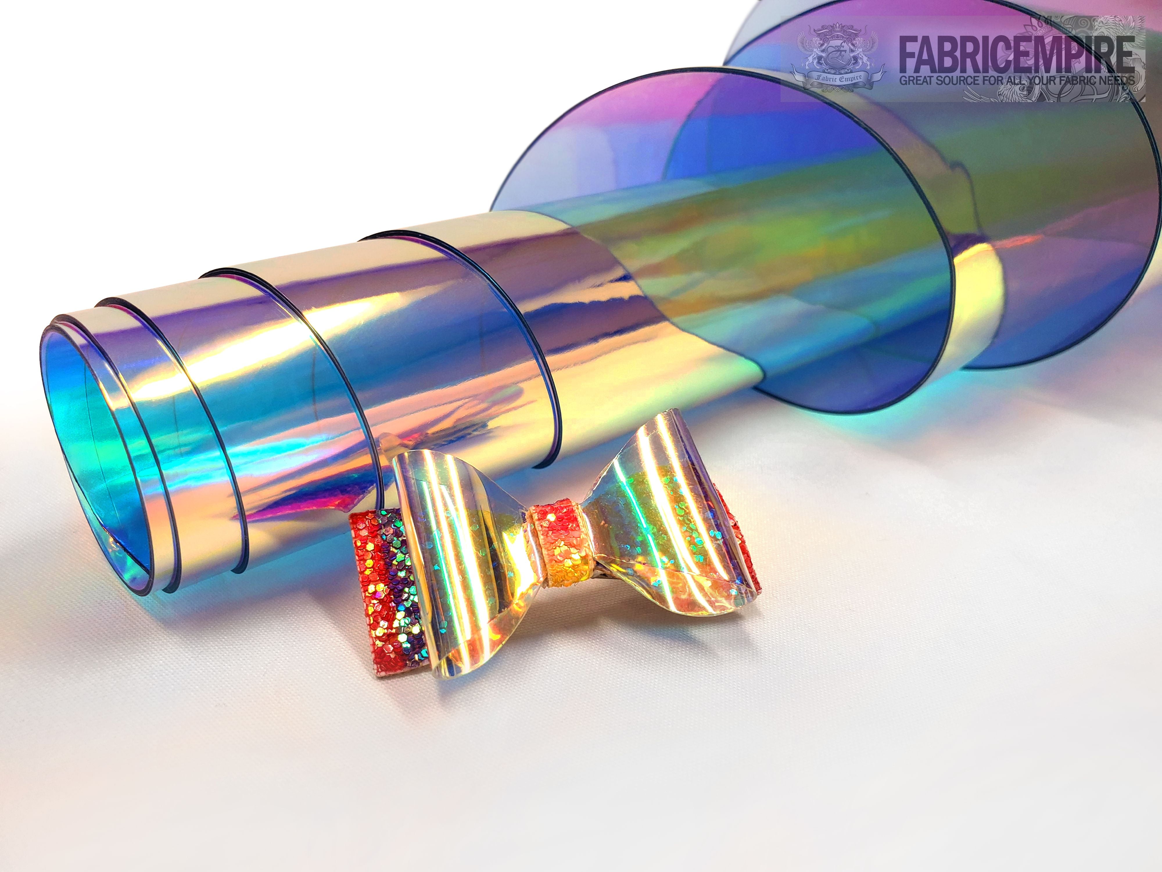 Holographic Transparent Plastic Vinyl Fabric 54" Wide Sold By The Yard (12 Gauge)