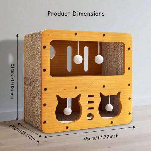 Cat Scratcher Cardboard House, 2 Floor Kitty Scratching Pad Lounger Bed for Kitten Small Animals Play Rest Sleep