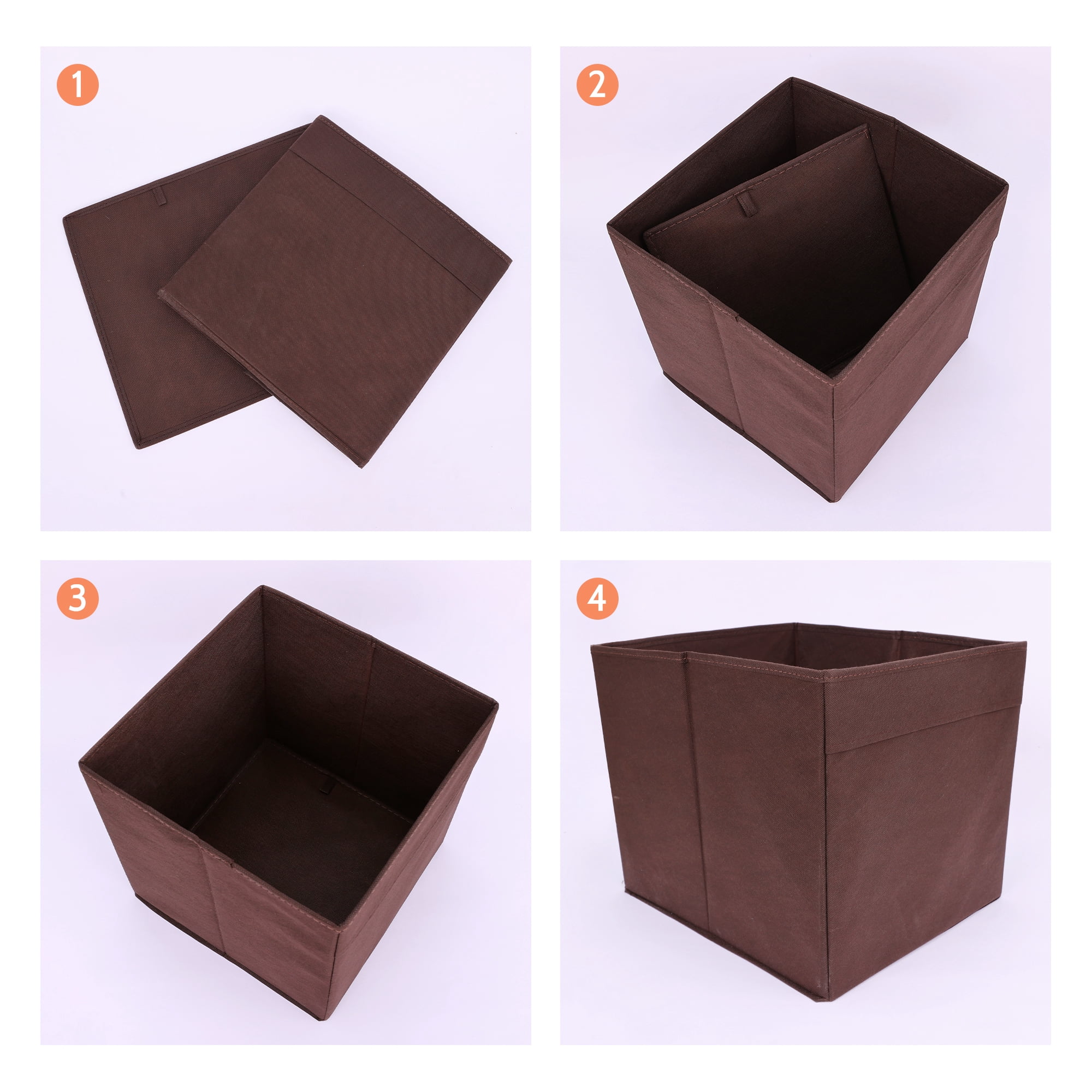 Unique Bargains Fabric Storage Cube Storage Bin Storage Basket Coffee 11*10.5*10.5in