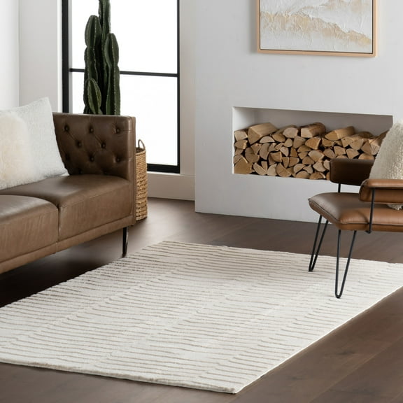 nuLOOM Nivella Solid Cloud Washable Area Rug, 5' x 8', Nivella Sand