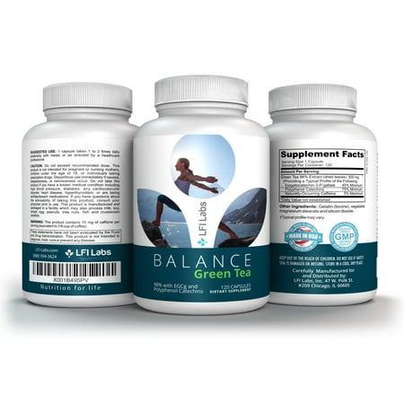 LFI Balance Green Tea Extract-Supplement for Weight Loss - Boost Metabolism & Promote a Healthy Heart - Natural Caffeine Source for Gentle Energy - Antioxidant & Free Radical