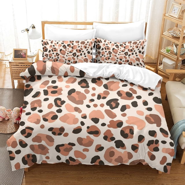 Colorful Leopard Print Duvet Cover Set Teen Adult Modern Bedding Set Bedroom Decor,King (90"x104")