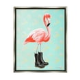 thumbnail image 3 of Stupell Industries Stylish Pink Flamingo Black Boots Geometric Pattern Graphic Art Luster Gray Floating Framed Canvas Print Wall Art, Design by Amelie Legault, 3 of 5
