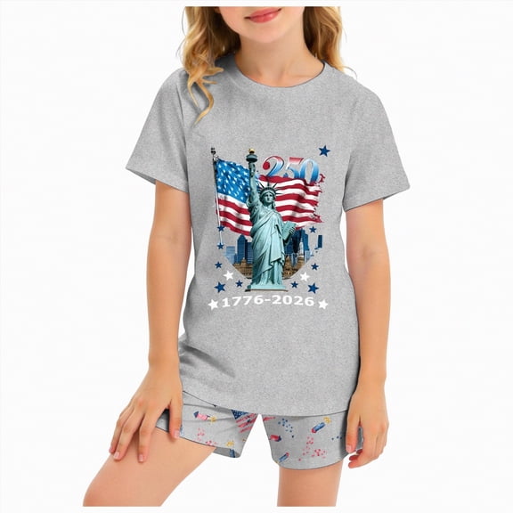 HCNTES Toddler Baby Boy Newborn Infant Girl Independence Day Clothes Short Sleeve Pullover shirt Tops And Short Set Soft Unisex Summer Loungewear Outfits Set(F02-Grey,3-4 Years)