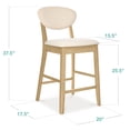 thumbnail image 2 of Best Choice Products Set of 2 Counter-Height Bar Stools, Armless W/Upholstered Seat Cushion & Backrest - Oak / Cream, 2 of 9