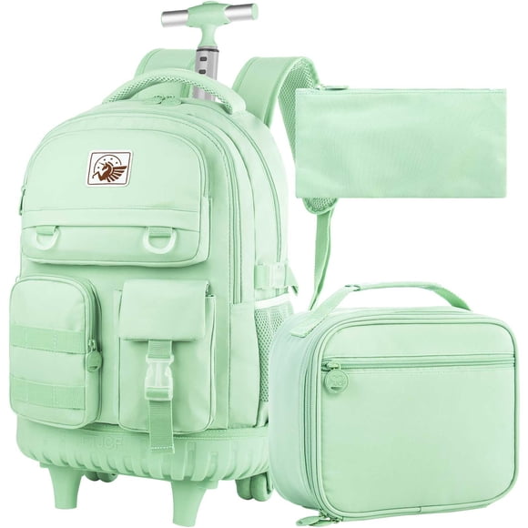 Mochila enrollable WZLVO para mujer con bolsa de almuerzo de 21 pulgadas, color verde