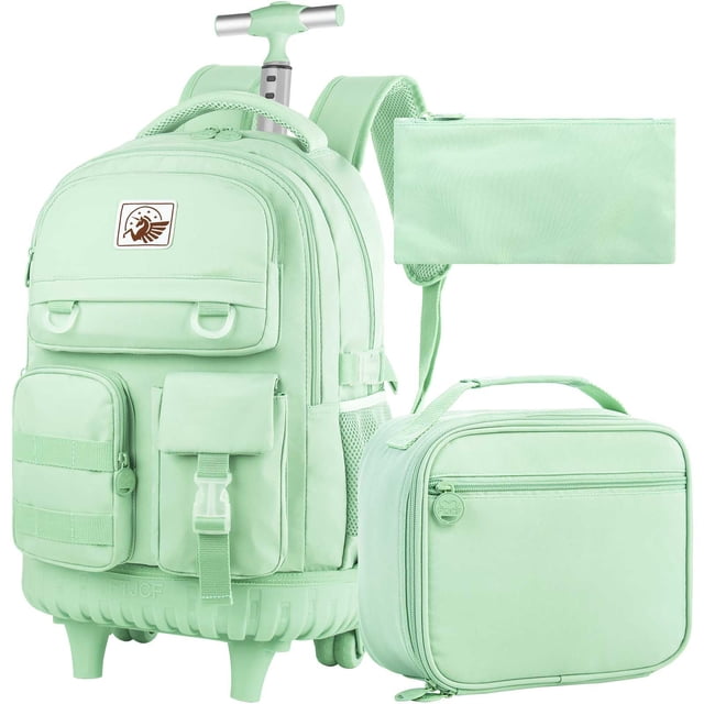 Mochila enrollable WZLVO para mujer con bolsa de almuerzo de 21 pulgadas, color verde