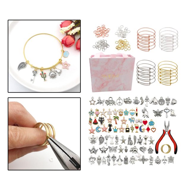 1 Juego de Kit de Fabricación de Pulseras, Abridor de Dijes de Plata Antigua de Esmalte para Manualidades DIY, Fabricación de Joyas, Collar, Pen Macarena Pulsera de encanto