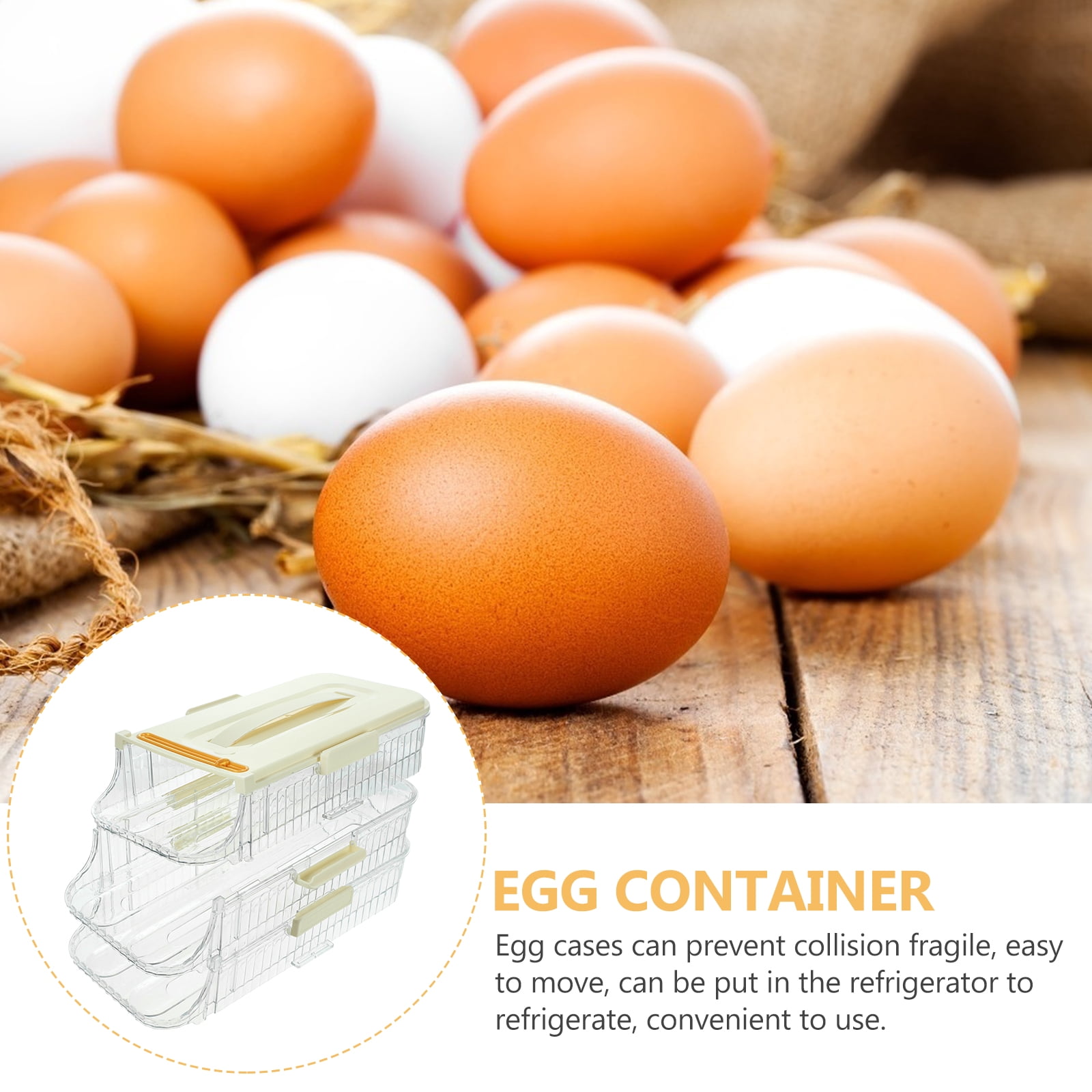 HOMEMAXS Egg Holder Fridge Egg Box Refrigerator Fridge Egg Dispenser Egg Container(3 Layers)