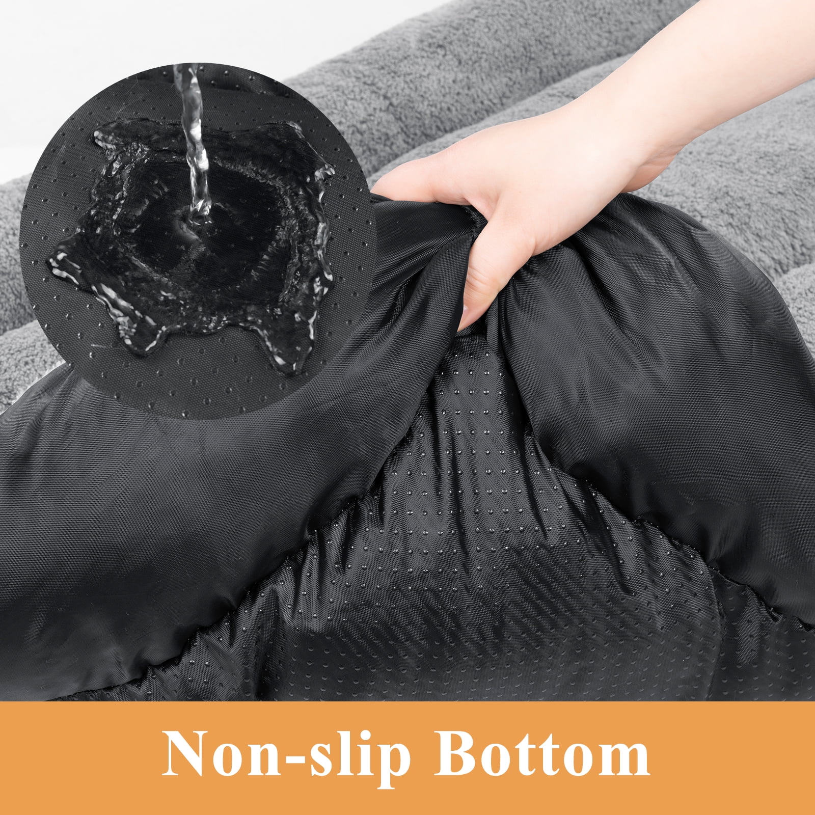 Vaukki Pet Bed for Large Dogs,Washable Pet Sleeping Mat with Waterproof Lining and Non-Skid Bottom,42.5" x 32.5",Black