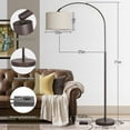 thumbnail image 2 of Dimmable Arc Floor Lamp, Floor Lamps for Bedroom, Farmhouse Standing Lamp with Adjustable Hanging Shade, Tall Pole Lamp, Mid Century Floor Lamp for Living Room, Over Couch, 9W LED Bulb Included-Brown, 2 of 14