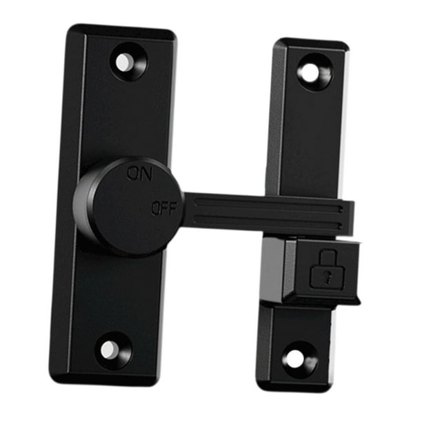Cerradura de seguridad para puerta con pestillo abatible de doble propósito de 90 y 180 grados. Negro