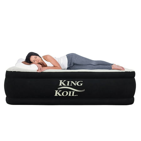 King Koil Twin Size Upgraded Luxury Raised Air Mattress Best Inflatable Airbed with Built-in Pump - Elevated Raised Air Mattress Quilt Top & ONLY Bed with 1-Year Guarantee (Best Value Air Mattress)