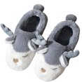 thumbnail image 1 of Closed Back Slippers Thickened Non-skid Cute 3D Elk Winter Slides Fluffy Sandals, 1 of 10