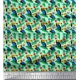 thumbnail image 1 of Soimoi Green Japan Crepe Satin Fabric Birds & Leaves Tropical Decor Fabric Printed Yard 42 Inch Wide, 1 of 3