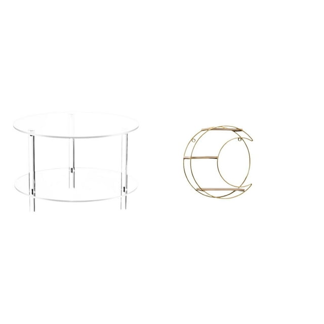 Mesa Auxiliar De Metal Acrílico Con Estante De Pared De Tres Niveles. Mesita De Noche Moderna Y Decorativa Que Ahorra Espacio Para Sala De Estar, Baño Y Decoración Del Hogar.
