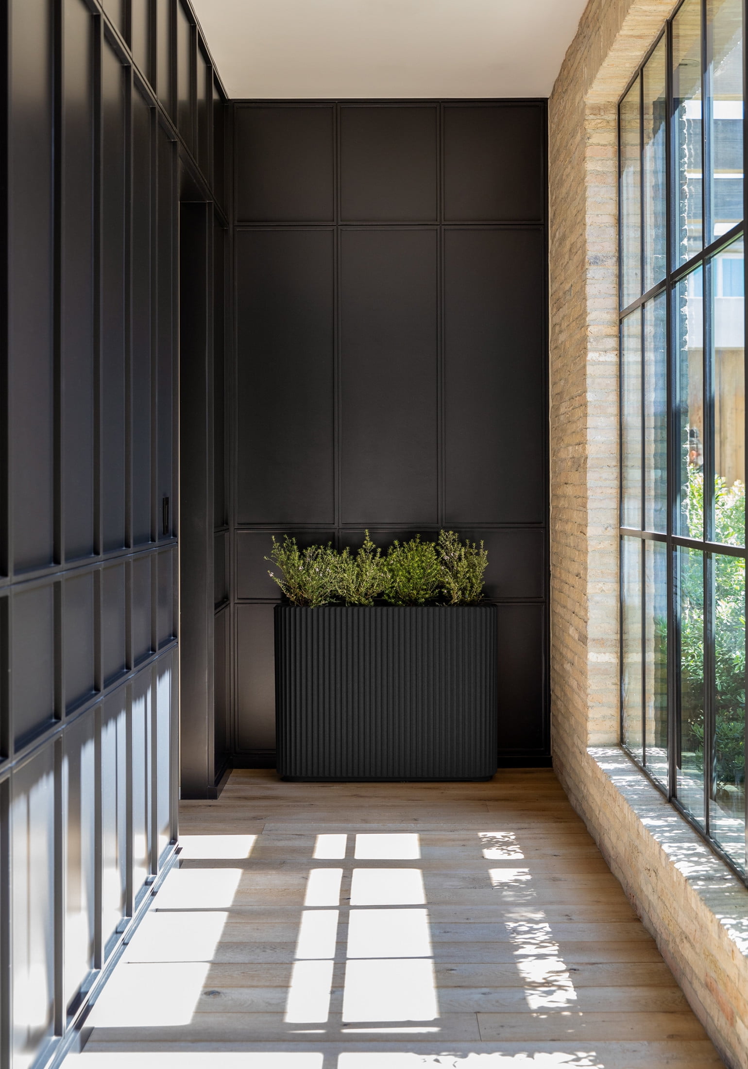 Veradek Demi Series Span 36" Plastic-Stone Planter - (Black)