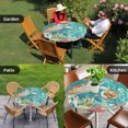 thumbnail image 4 of Brown Sea Turtle Coastal Round Tablecloth for 36-44 Inch Tables,Fitted Table Cover with Elastic Edge,Teal Summer Beach Coral Nautical Waterproof Outdoor Table Cloth Protector for Patio Garden Dinner, 4 of 9