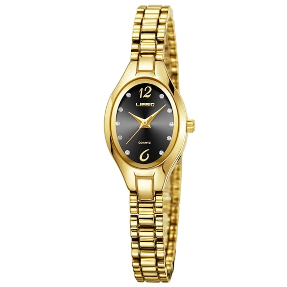 LIEBIG Small Gold Watches for Women Dainty Analog Ladies Quartz Watch Oval Case Waterproof