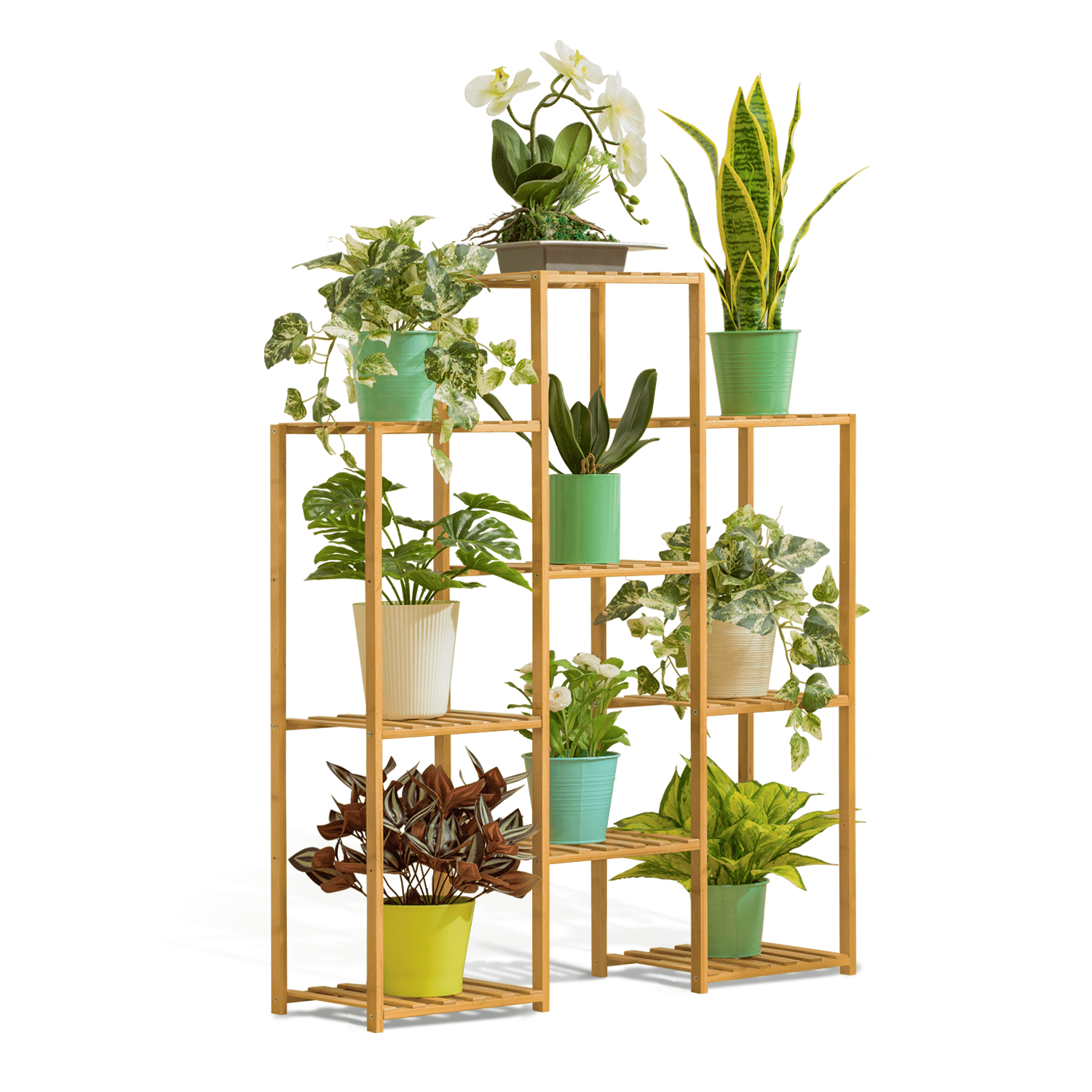 MoNiBloom Bamboo 5 Tiers Plant Stand, Flower Storage Rack, Natural, for