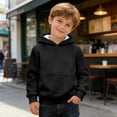 thumbnail image 4 of WhouRiu Boys Girls Solid Color Hoodie Kids Unisex Long Sleeve Hooded Pullover With Pockets Autumn Winter Cozy Everyday Sweatshirts,7-8 Years, 4 of 6