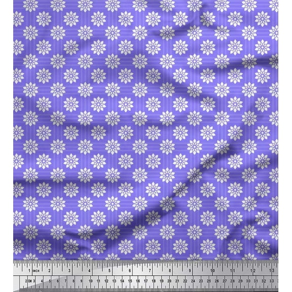 Soimoi Moss Georgette Fabric Check & Floral Artistic Printed Craft Fabric by the Yard 42 Inch Wide