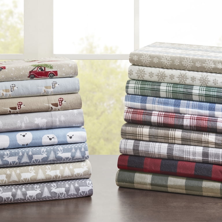 Woolrich 4-Piece Queen Flannel Sheet Set, Blue Sheep photo 7