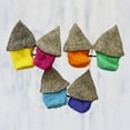 thumbnail image 3 of NOVICA Artisan Handmade Wool Felt Ornaments Set of Six Assorted House from India Woolcopper Holiday Decor [ 4.7in H x 3.5in W x 1.2in D] ' Snow Abodes' Set of 6, 3 of 5