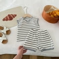 thumbnail image 4 of Zecgelong Boys Summer Outfits Kids Striped Sleeveless T Shirt Shorts Set Casual Retro Contrast Color Toddler Clothes For Daily Wear For Children 1 8 Years Boys Summer Outfits Sets Size 1-2 Years, 4 of 5