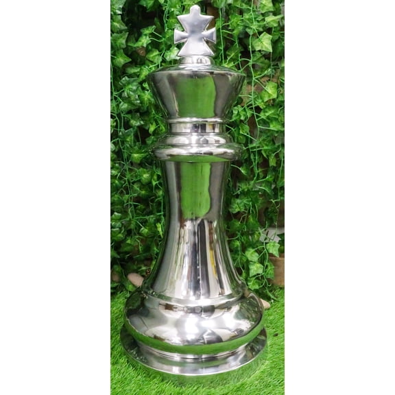 Modern Deluxe Oversized 24"H Oxford Heirloom King Chess Aluminum Sculpture