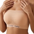 thumbnail image 4 of Lixiuxyad Strapless Bras Sporty Letter Strappy Bandeau Bra Seamless Comfort Light Support Casual Wear,Beige, 4 of 6