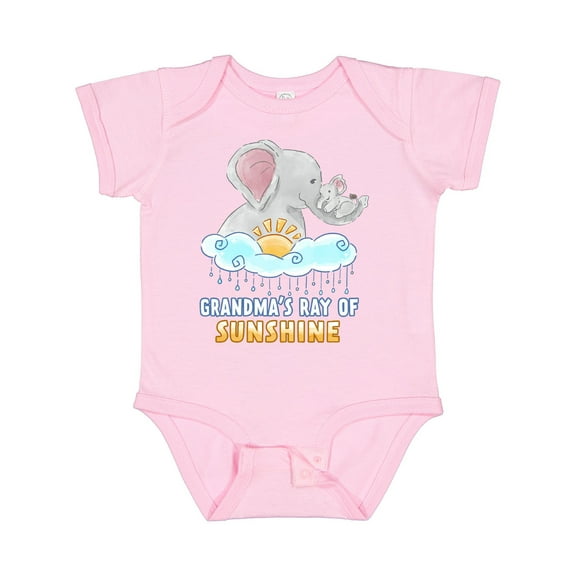 Inktastic Grandma's Ray of Sunshine Cute Elephants Rainclouds and Sun Boys or Girls Baby Bodysuit