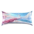 thumbnail image 3 of Haosy Satin Pillowcase for Hair and Skin Standard Cooling Silk Pillow Case with Envelope Closure Pink Peacock Stands on Beach 20"x30", 3 of 9