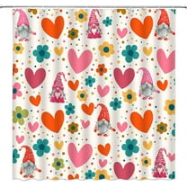 Valentine''s Day RV Shower Curtain Small Stall,Colorful Heart Flower Boho Cute Gnome Eff Love Couple Sweet Romantic Bathroom Decor Curtain with Hooks,