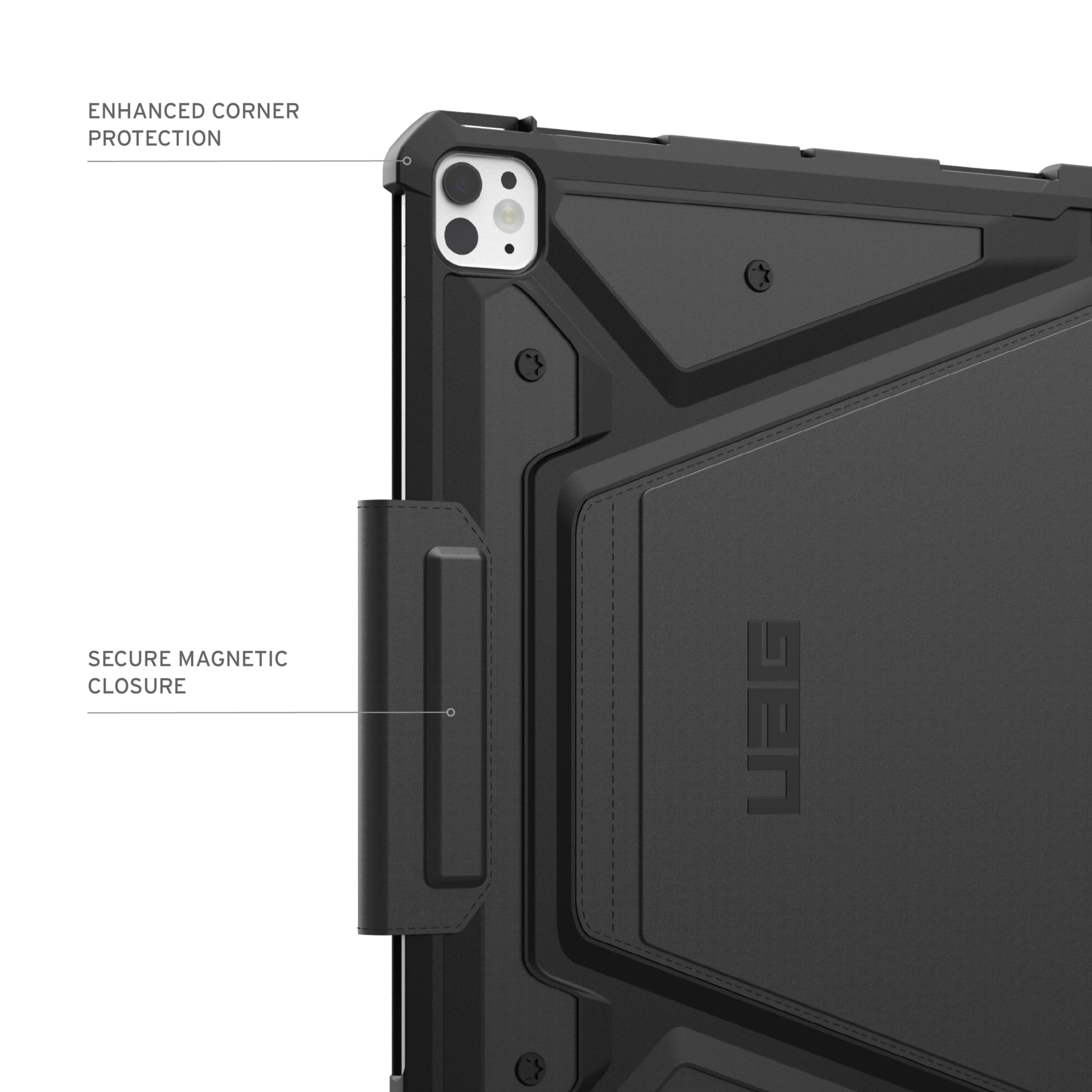 UAG iPad Pro 13" Case M5 2025 8th Gen, M4 2024 7th Gen A3360 A3361 A3362 A2926 Adjustable Multi-Angle Stand Pencil Holder Auto Sleep/Wake Folio Cover, Metropolis SE Black