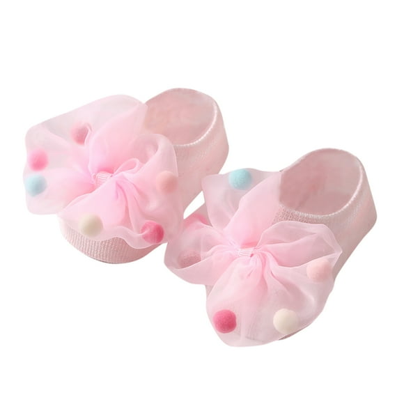 Zanarzt Infant Socks Newborn Children Kids Socks Soft Bottom Toddler Shoes Socks Bowkot Princess Socks Floor Socks Pink,0-12 Months