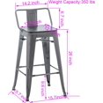 thumbnail image 2 of 26 Inch Bar Stools Set of 4 Industrial Metal Barstools Counter Height Bar Stool with Backs for Home Kitchen (26 inch, Gunmetal), 2 of 15