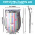 thumbnail image 5 of 12oz Stemless Wine Tumblers Colorful Striped Cartoon Unicorn Pattern Vacuum Insulated Stainless Steel Travel Tumbler Cups Mug with Lid and Straw for Champaign,Cocktail,Beer with Cleaning Brush, 5 of 5