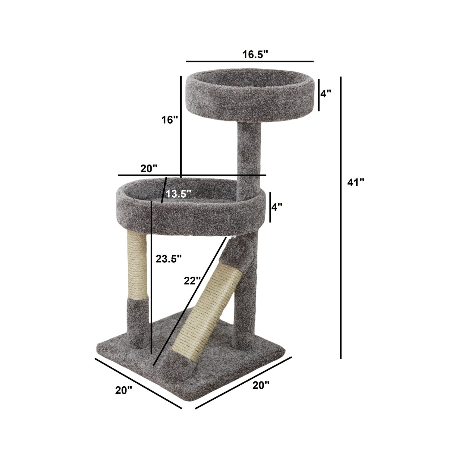 New Cat Condos Cat Tree 41" Scratching Post Condo - Sisal & Carpet Cat Tower for Indoor Cats