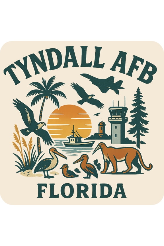Tyndall Afb Florida Keepsakes Souvenir Vinyl Sticker Destination Travel Keepsake Collectible (3-Inches Wide)