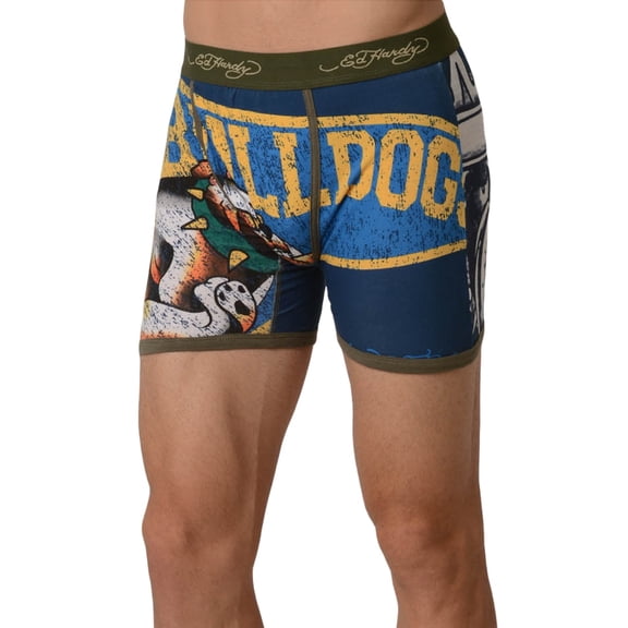 Ed Hardy Men's Lets Go Bulldogs Vintage Boxer Brief - Army - Large