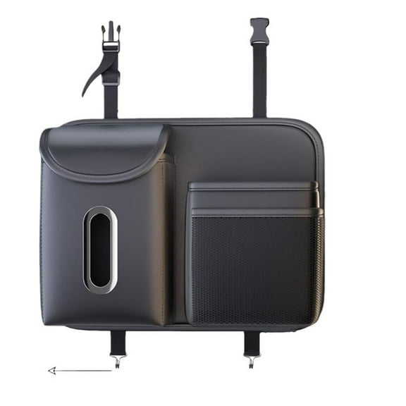 Car Back Seat Trash Bag Back Seat Water Bottle Container Tissue Box for Auto Multi-Functional Car Portable Waste Can for Paper(Black)