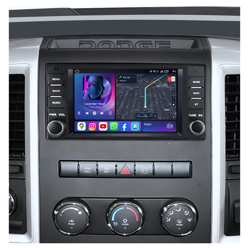 LULAION For Jeep Wrangler JK 2007‑2018 & Dodge Ram 1500 2009‑2012 – 7" Android Car Stereo with Carplay, Android Auto, Bluetooth, SWC, FM, Camera, 4+64GB